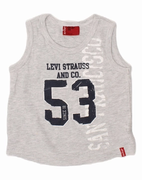 LEVI'S Baby Boys Graphic Vest Top 12-18 Months Grey Durable Buttons