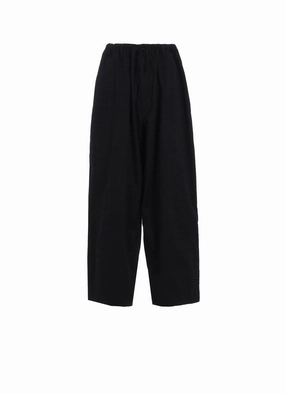 Elastic waist Organic Cotton BAROQUE EMBROIDERY WAIST-STRING WIDE PANTS