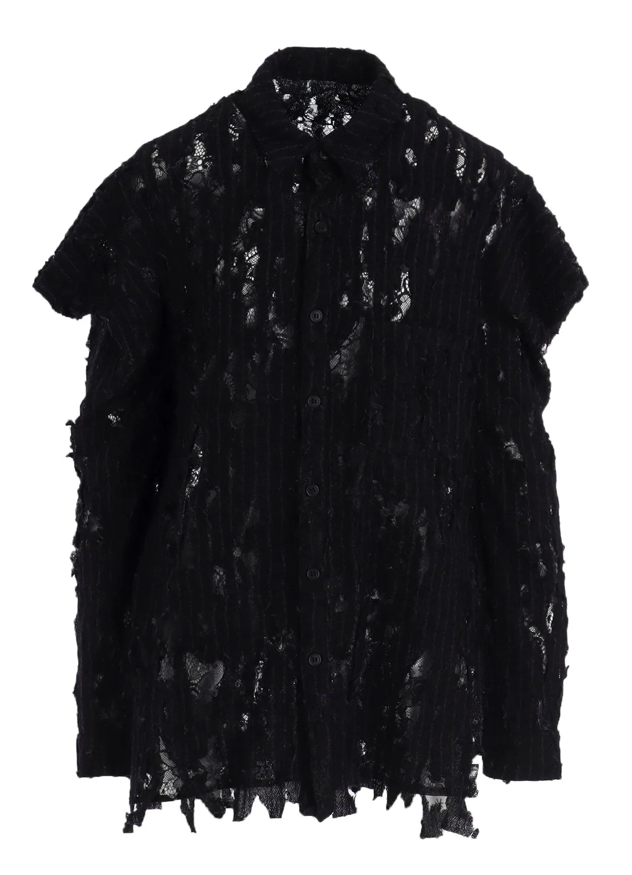 Fitted Cut DAMEGED STRIPE SHOULDER PUFF SHIRT