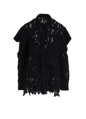 Current Style Odorless Binding Tape DAMEGED STRIPE SHOULDER PUFF SHIRT