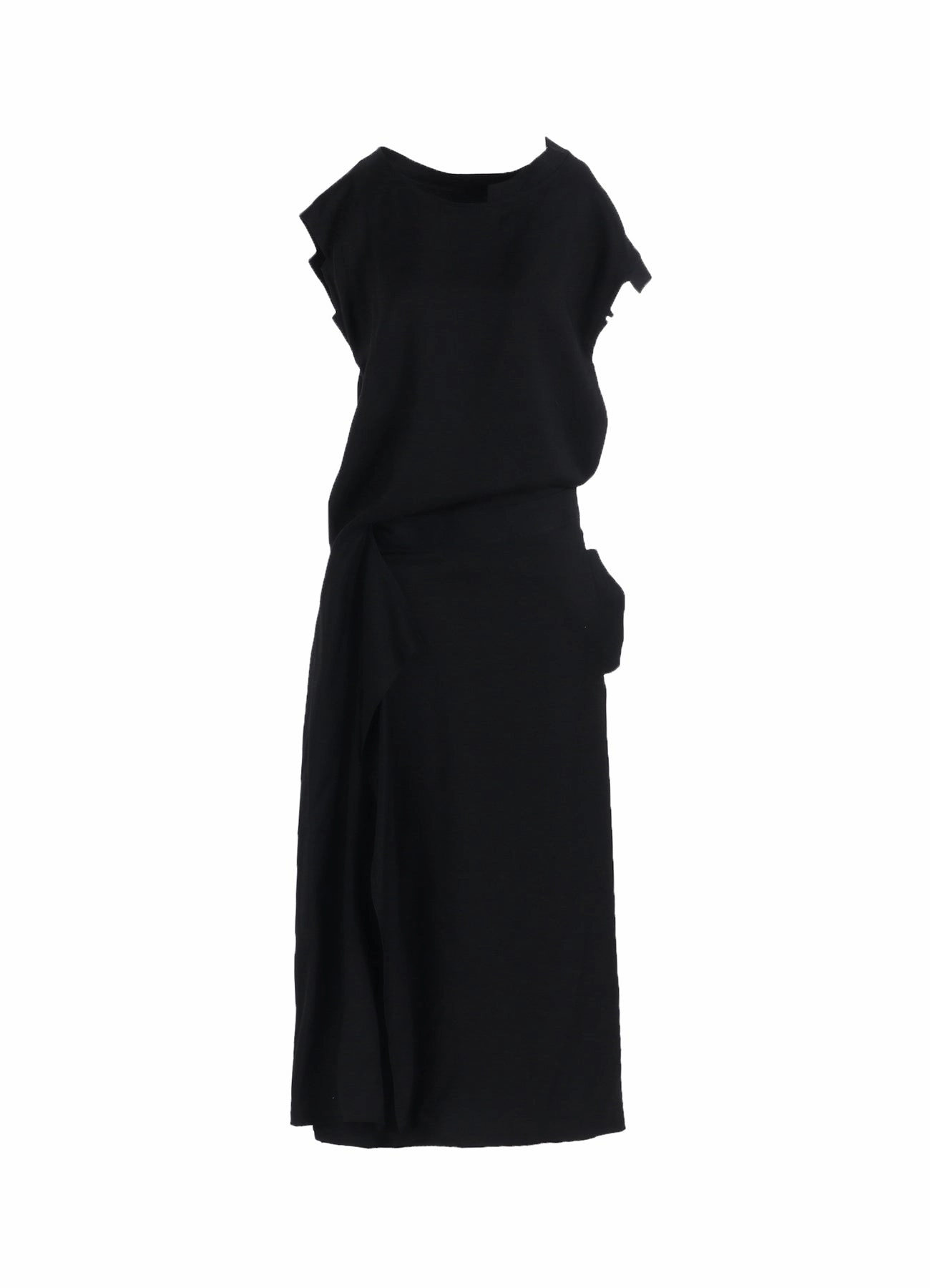 Mesh-Sleeve Bloom Soft VISCOSE TWILL R DRAPED LONG DRESS