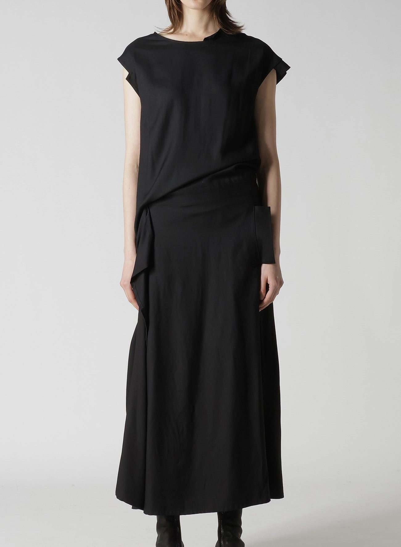 VISCOSE TWILL R DRAPED LONG DRESS Comfy Wear Lace Ease