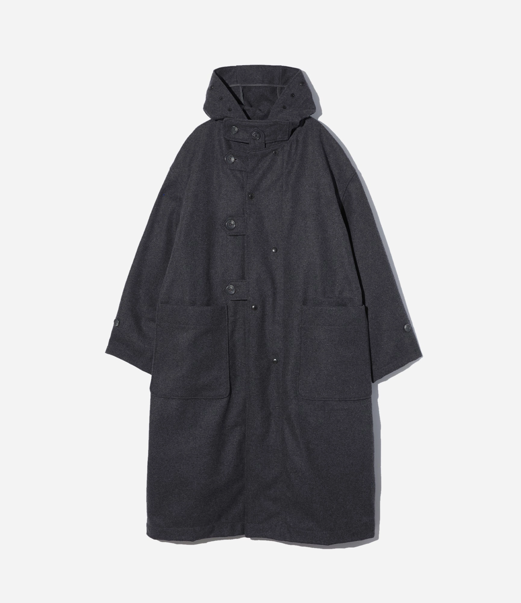 Duffle Coat ?C Grey 24oz Melton Wool FlexibleCuffSystem Weatherproof Zipper Tech