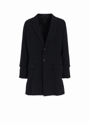 Ribbed Cuffs WOOL GABARDINE ROLLED UP HEM JACKET