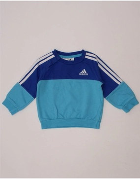 Weekend Vibes ADIDAS Baby Boys Sweatshirt Jumper 3-6 Months Blue Colourblock Cotton