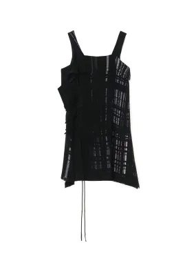 CU/RY HAND PAINTED PLAID PRINT LACE UP BLOUSE Ruffle Edge Midweight Textile