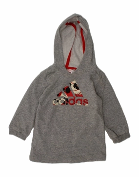 ADIDAS Baby Girls Graphic Hoodie Jumper 9-12 Months Grey Cotton FourWay Stretch Design