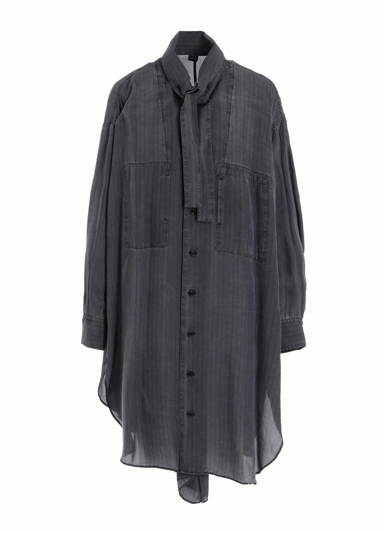 CUPRO STRIPE SHIRT DRESS WITH TIE Simple Form