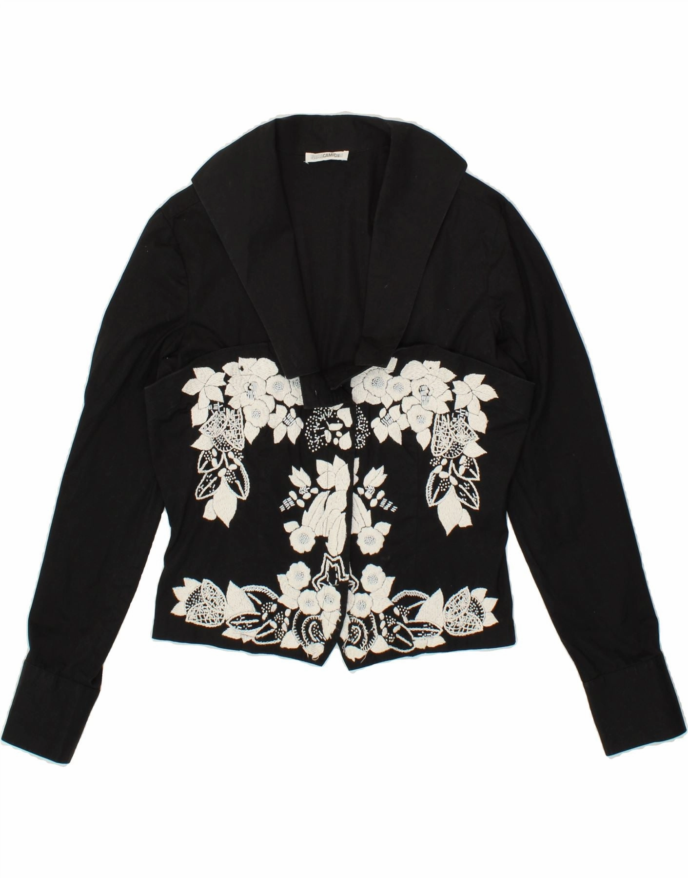 Smart Fit NARACAMICIE Womens Blazer Jacket UK 14 Medium Black Floral Cotton