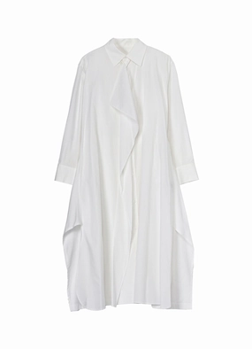 COTTON BROAD R-DRAPED SHIRT DRESS Refined Stitch Seamless Finish
