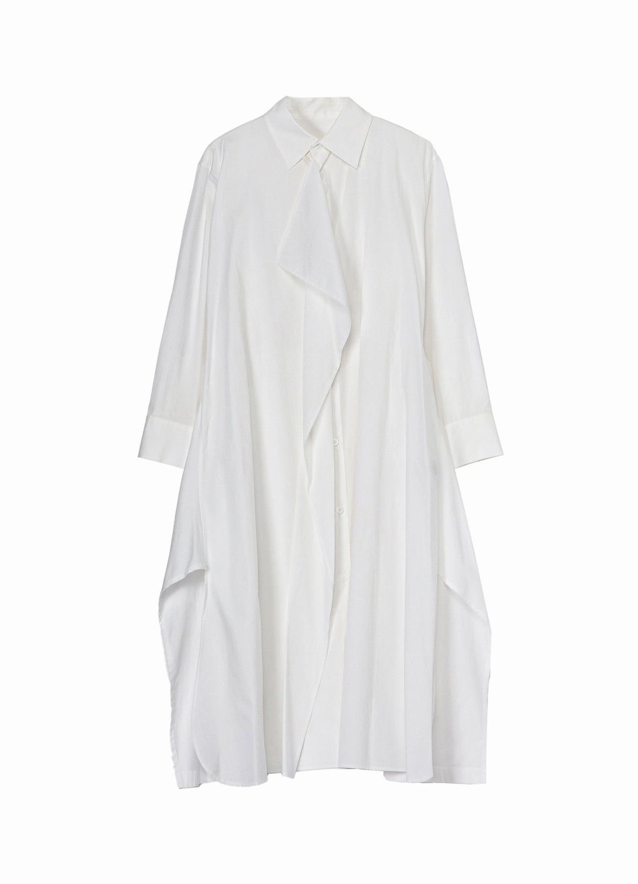 COTTON BROAD R-DRAPED SHIRT DRESS Refined Stitch Seamless Finish