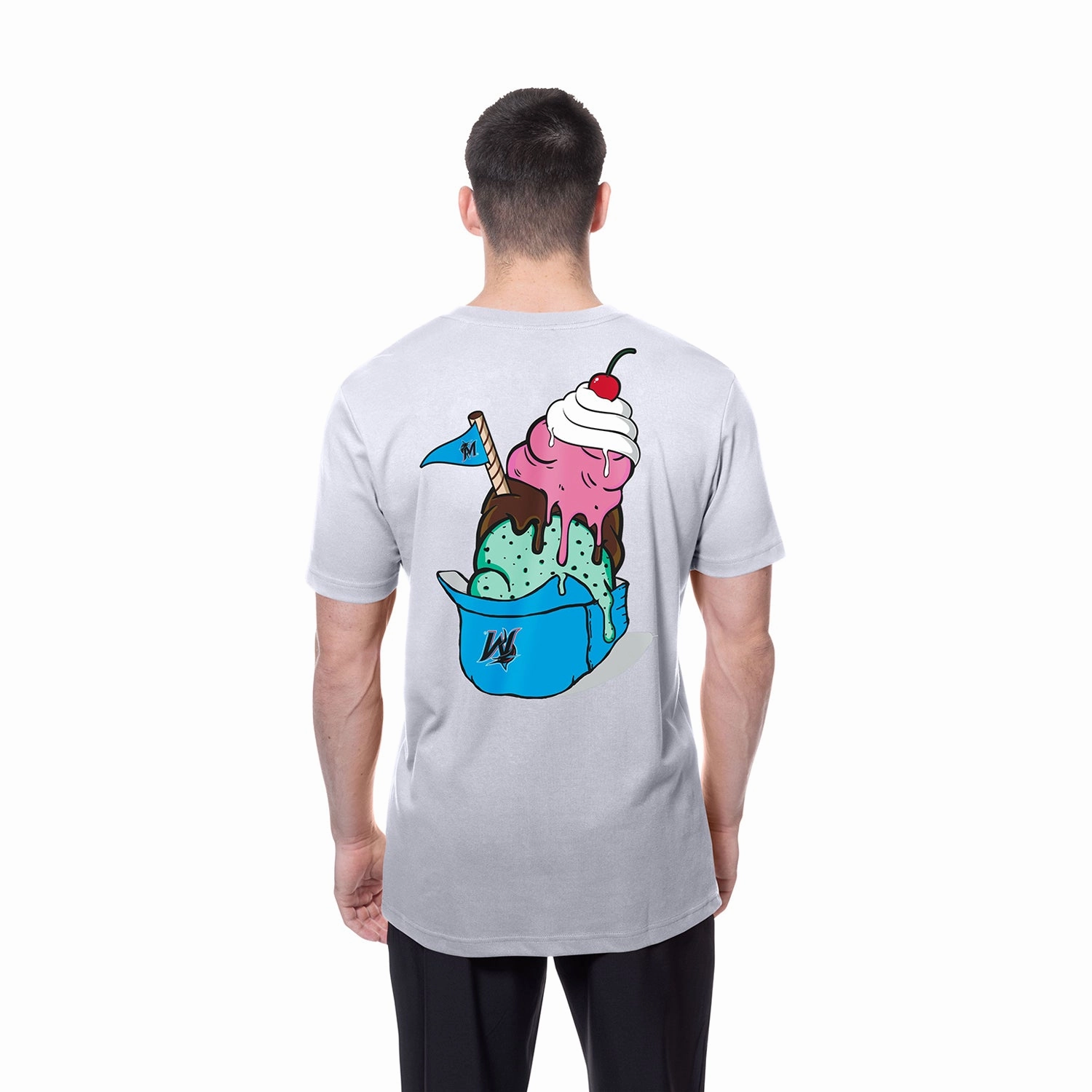 Marlins Ice Cream Helmet Tee - Mens Comfy Touch Dimensional Stability Weave