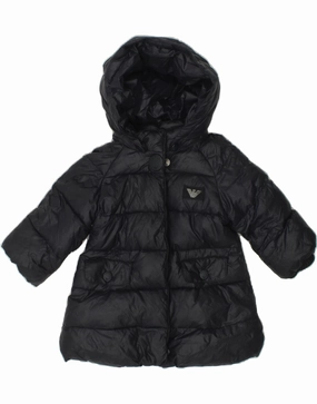 Fashionable Outerwear Heat Retention Technology ARMANI BABY Baby Girls Hooded Padded Coat 3-6 Months Navy Blue Polyamide