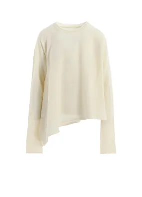 DoubleLayered Hem Technology Recycled Fiber WOOL ASYMMETRIC CREW NECK PULLOVER