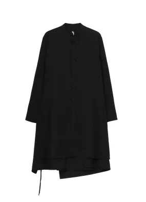 WOOL GABARDINE 3WAY LONG SHIRT Eye-Catching Pattern Layered Sleeve Cuffs