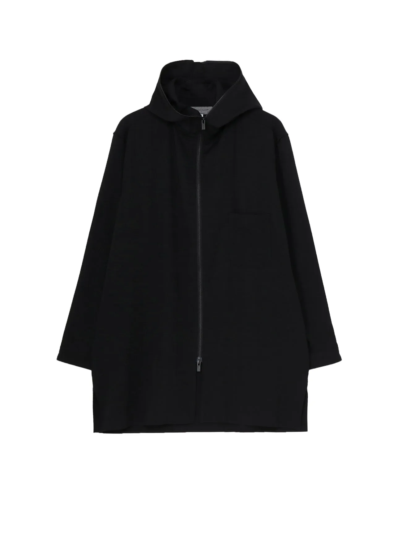 WOOL GABARDINE ZIPUP HOODED BLOUSE Timeless Piece