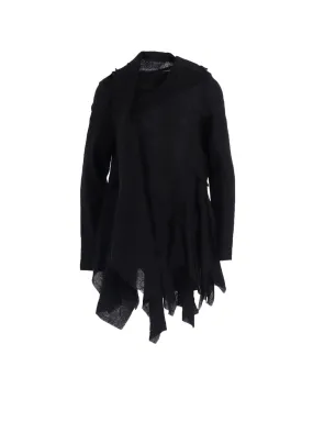 WOOL GAUZE FRILLED BLOUSE Layered Hemline Contemporary Design