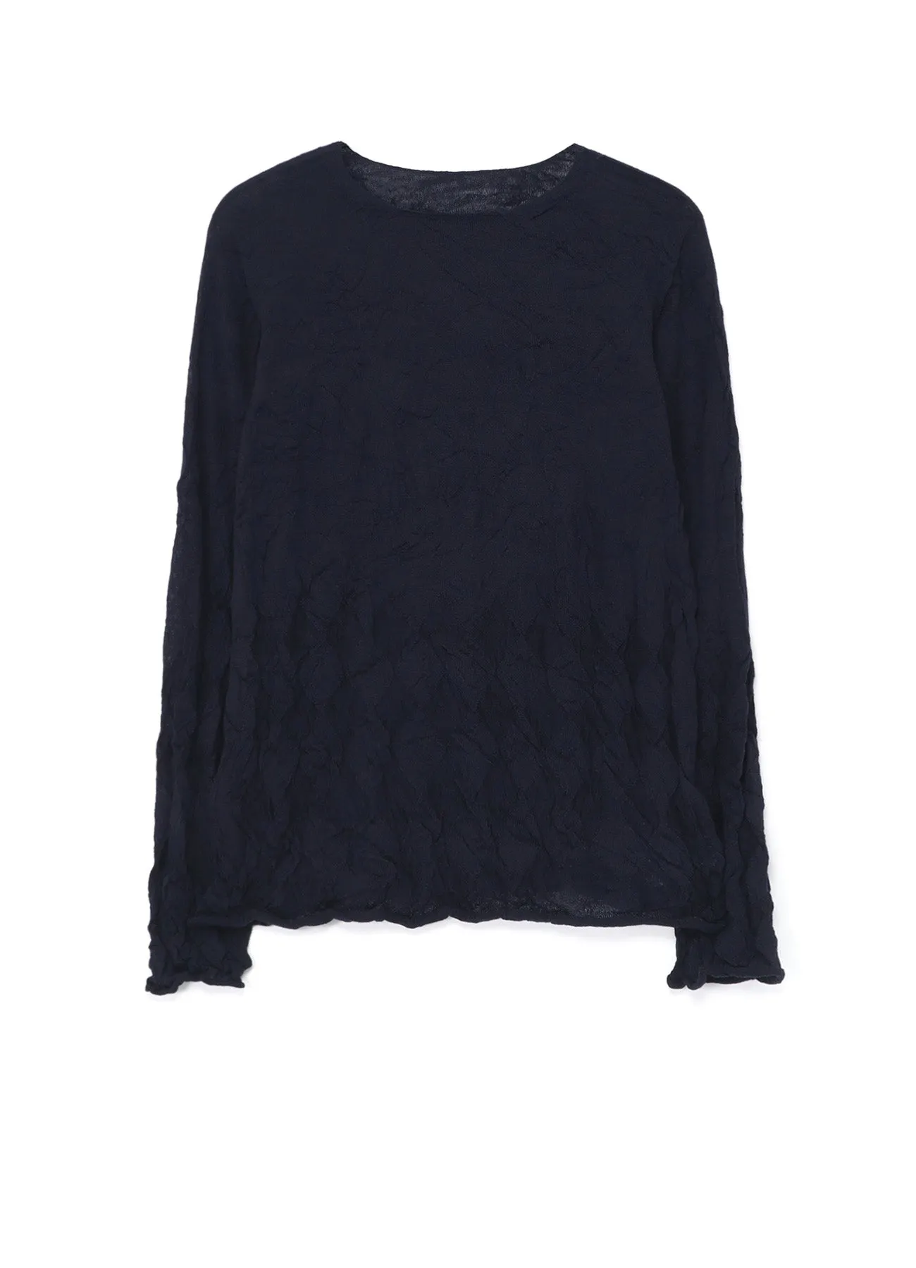 Fresh Warmth WOOL WRINKLE ROUND NECK LONG SLEEVE T-SHIRT