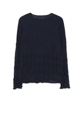 Fresh Warmth WOOL WRINKLE ROUND NECK LONG SLEEVE T-SHIRT