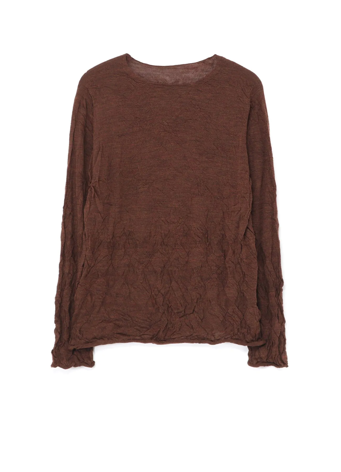 Neutral Colors WOOL WRINKLE ROUND NECK LONG SLEEVE T-SHIRT
