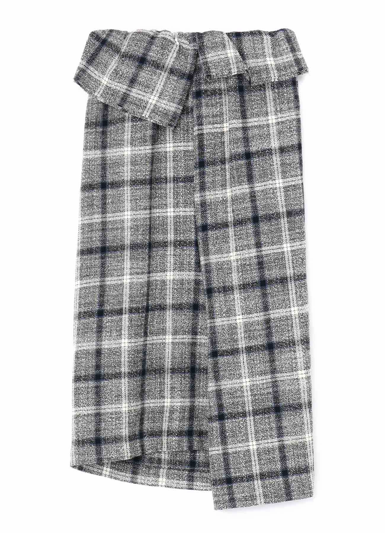 WOOL/ACRYLIC ASYMMETRIC TUBE SKIRT Wide Hemline