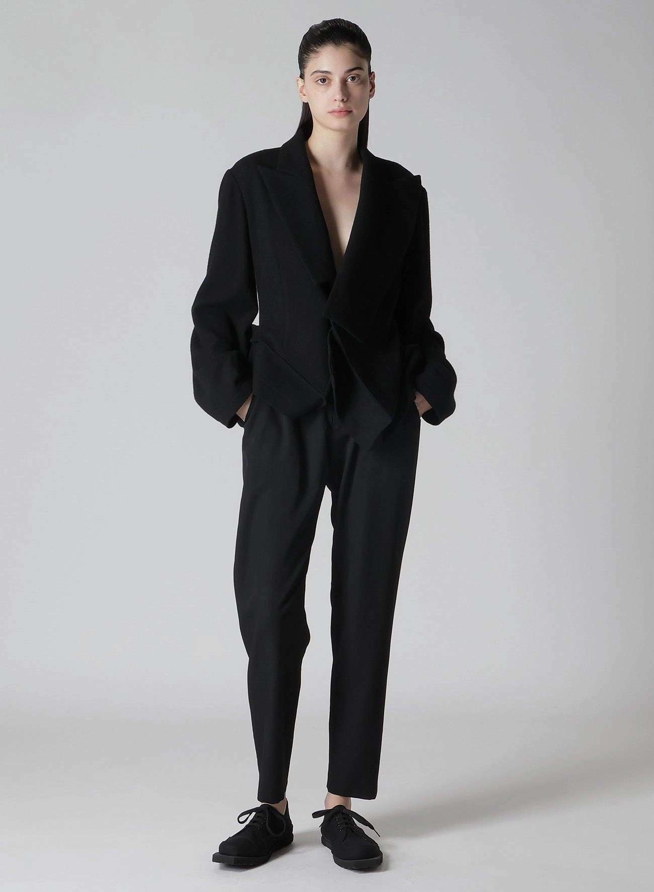 night WOOL BLANKET BOX HEM PEAKED JACKET