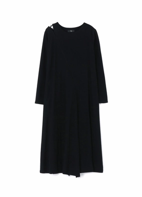 Soft Tone WOOL FLANNEL LACE-UP SHOULDER DETAIL DRESS