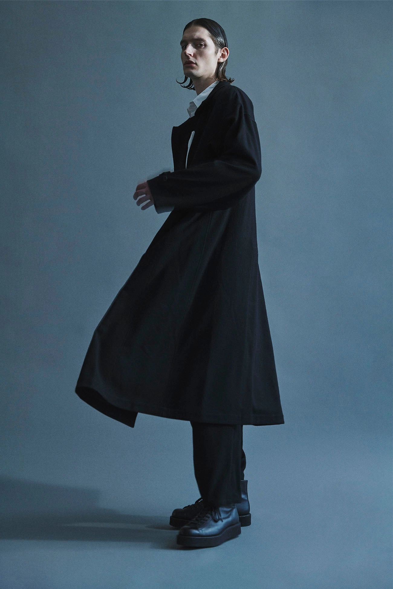 City Chill Style WOOL FLANNEL STAND-UP COLLAR RAIN COAT