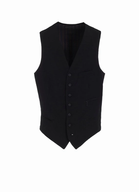 WOOL GABARDINE 7-BUTTON VEST Laser Cut Edges