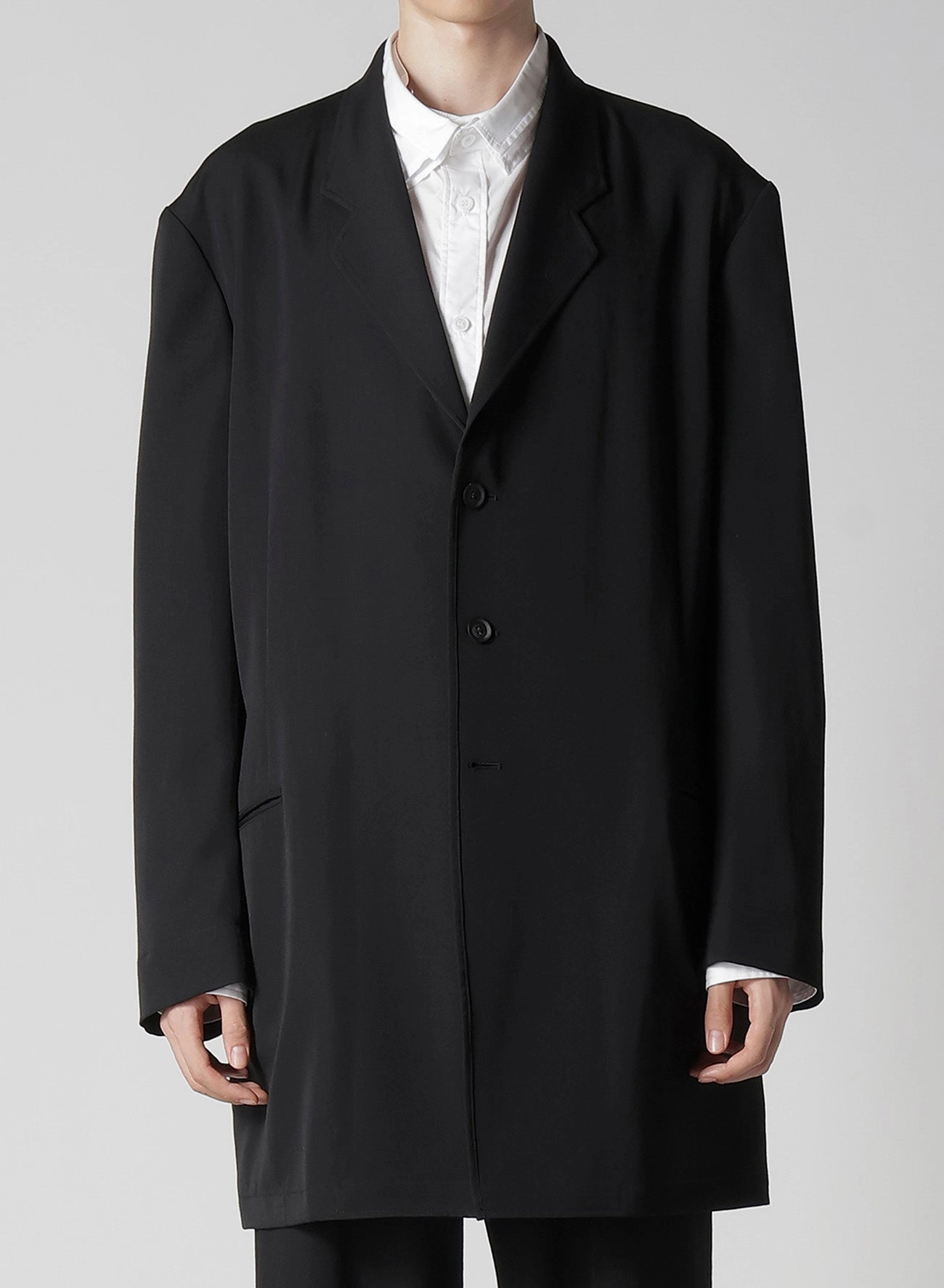 WOOL GABARDINE ASYMMETRY LAPEL JACKET adults