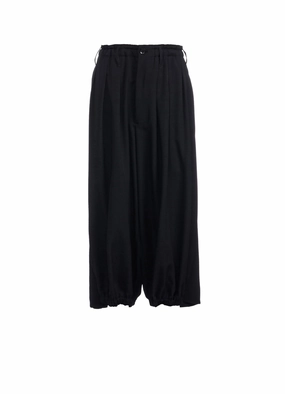 WOOL GABARDINE BALLOON CROW PANTS Feminine Layers Clasp-Closure