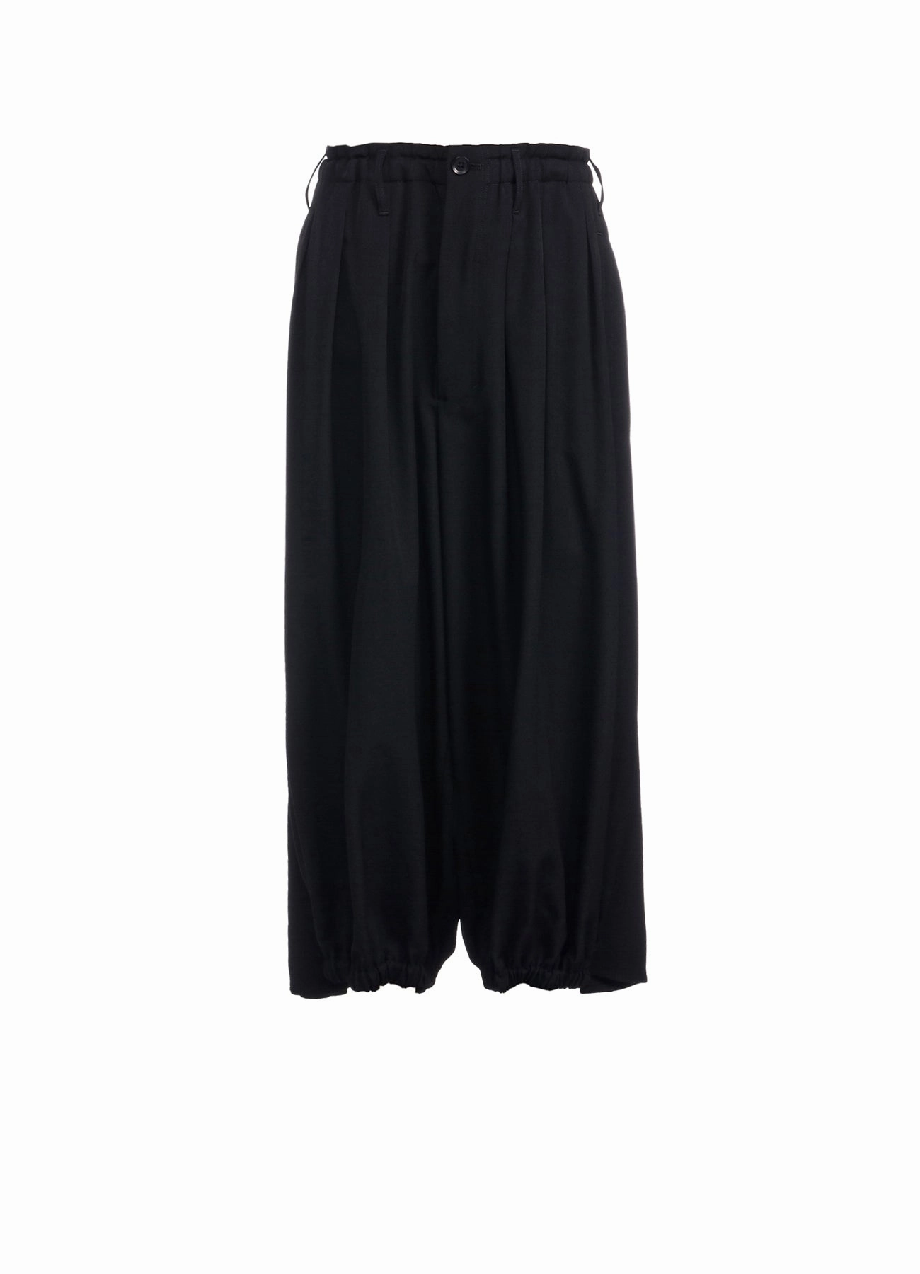 WOOL GABARDINE BALLOON CROW PANTS Feminine Layers Clasp-Closure