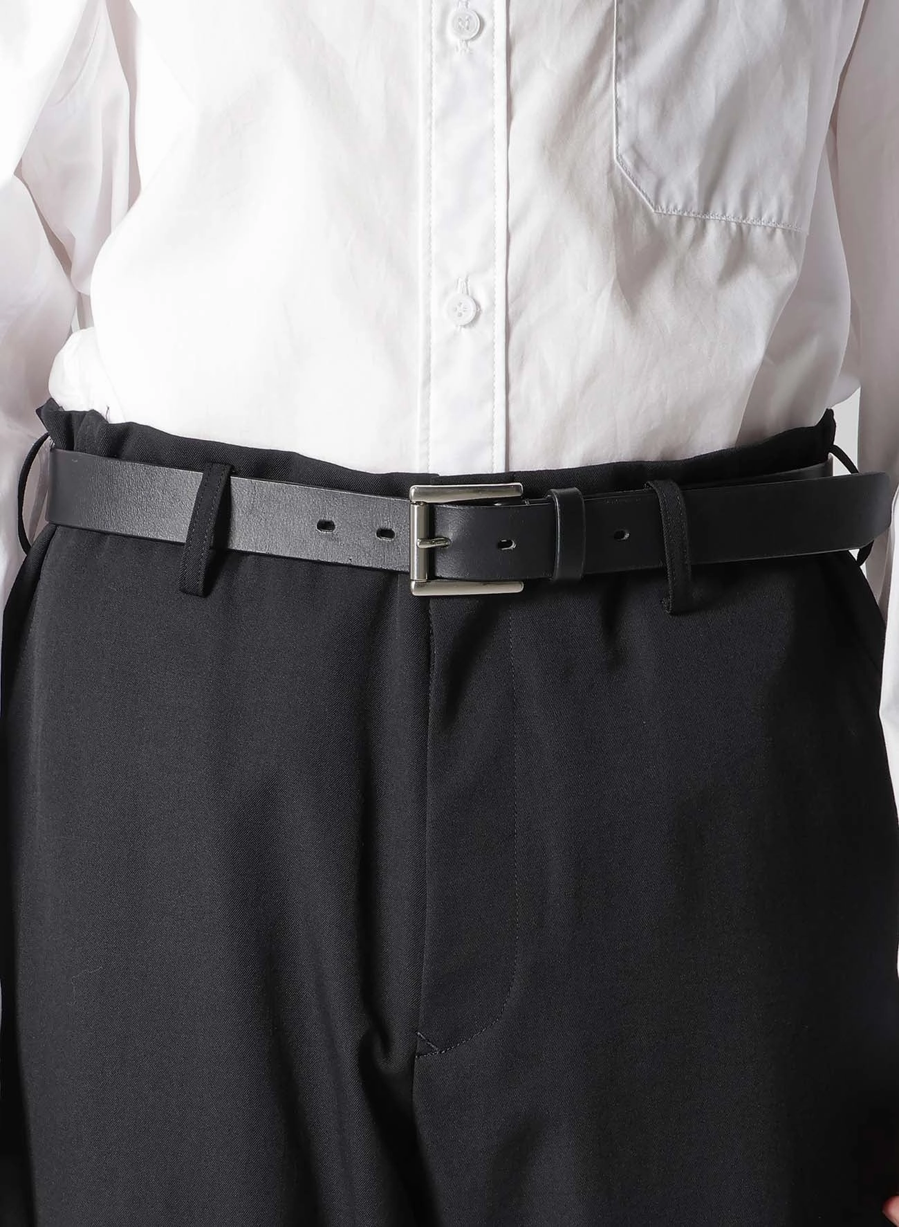 WOOL GABARDINE BELTED HEM PANTS Workout Ready TailoredSilhouette