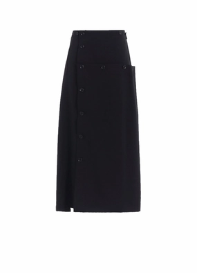 WOOL GABARDINE BUTTON SKIRT Invisible-Zip