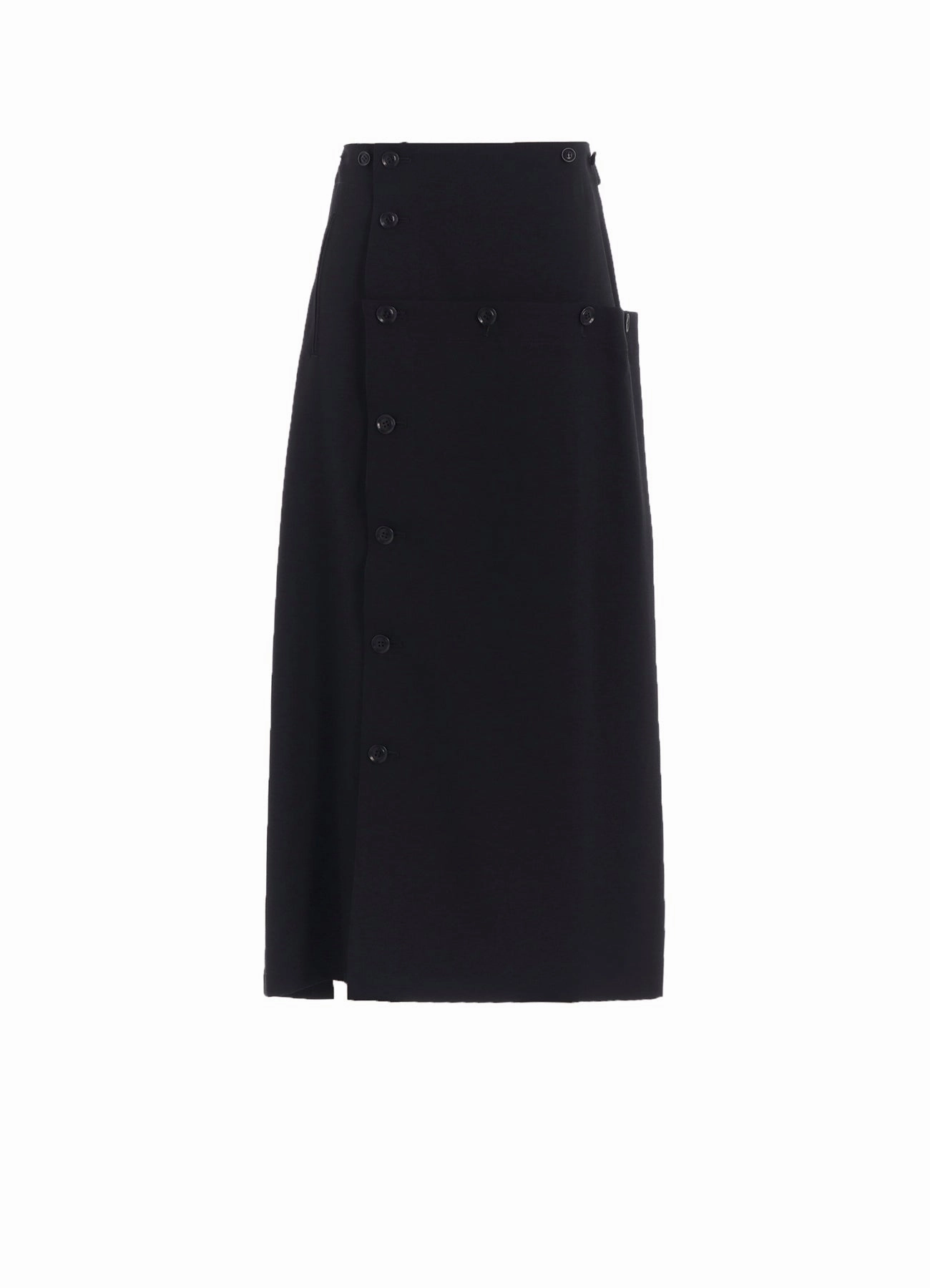 WOOL GABARDINE BUTTON SKIRT Invisible-Zip