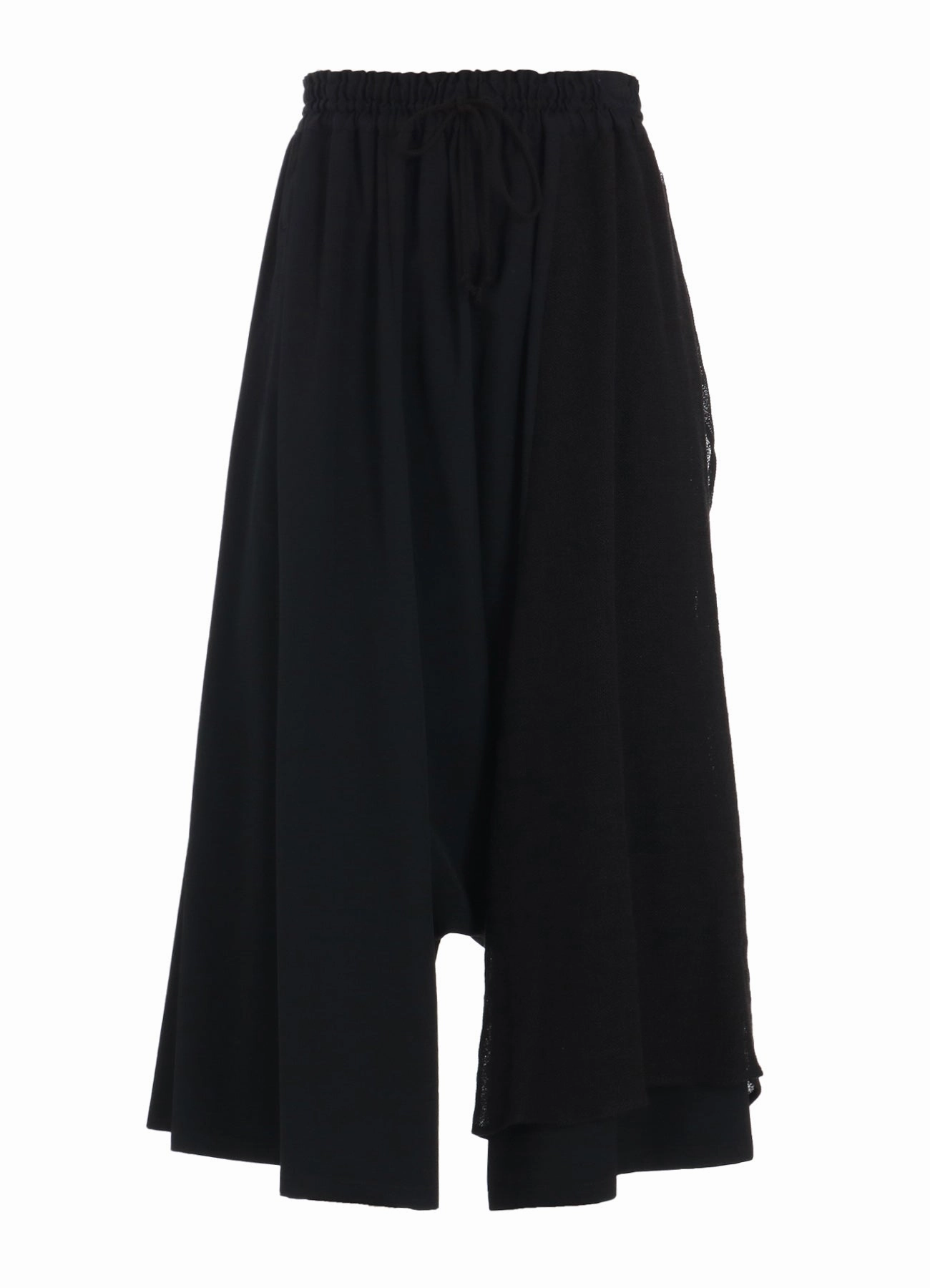 WOOL GABARDINE CLOTH GATHERED PANTS Light Coverage