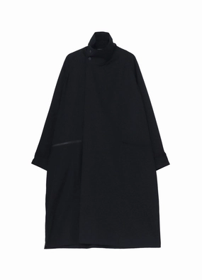 UV protection layer Friction Reducing Lining WOOL GABARDINE CROSS SHAPED ZIPPER COAT