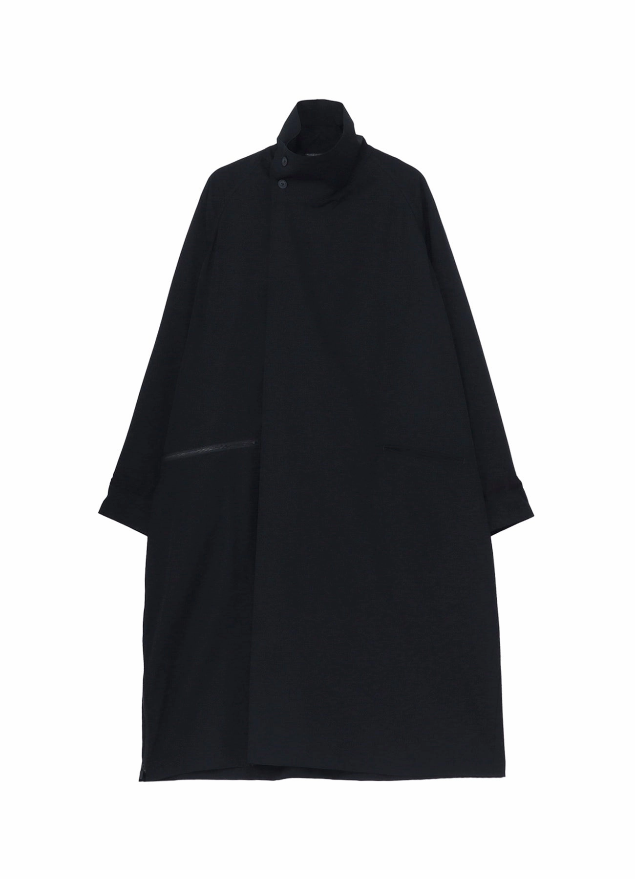 UV protection layer Friction Reducing Lining WOOL GABARDINE CROSS SHAPED ZIPPER COAT