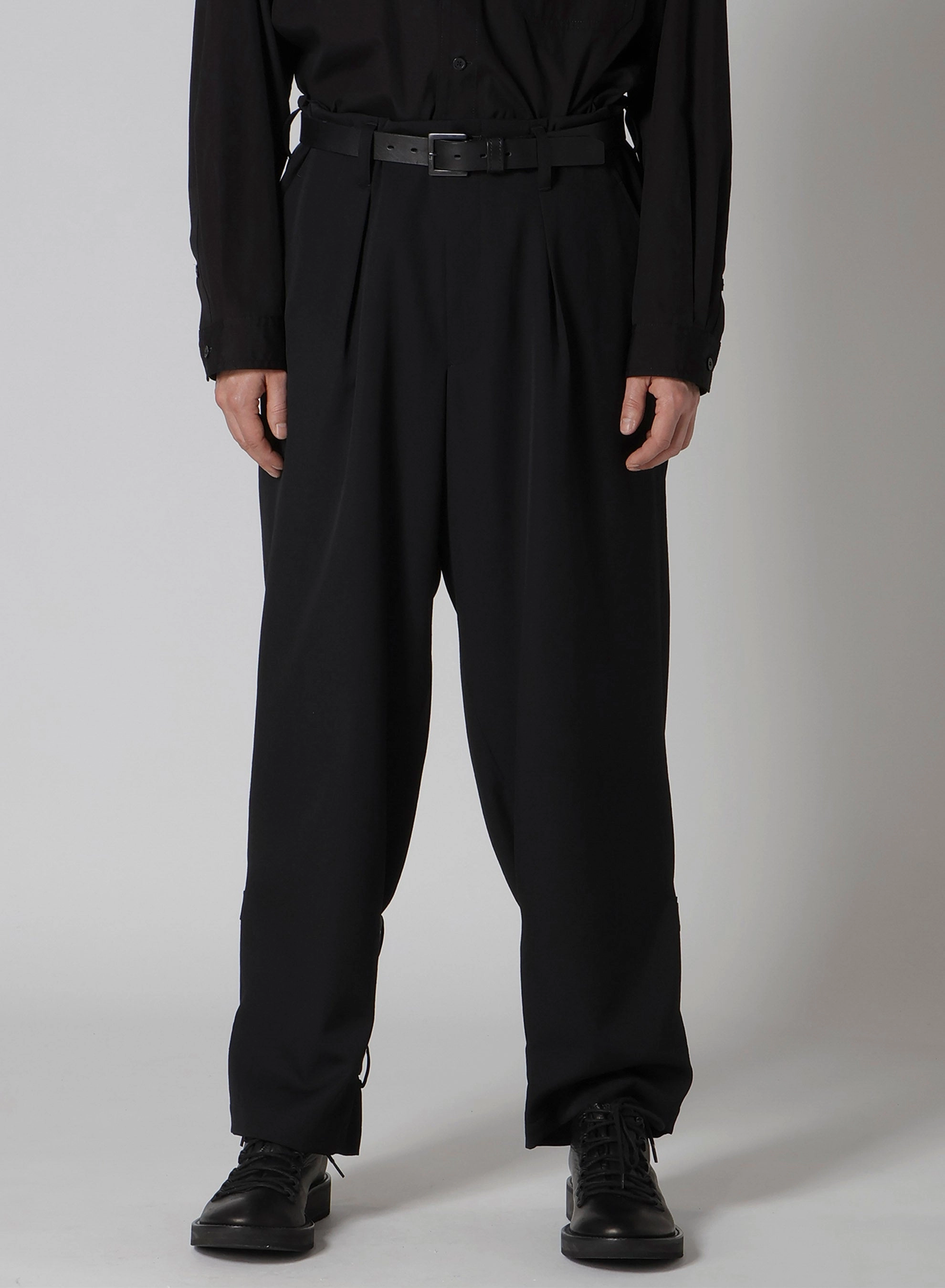 WOOL GABARDINE HEM BELT PANTS Effortless Design Breathable wear