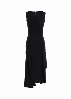 WOOL GABARDINE LACE-UP DRESS Stylish dinner attire Soft and Relaxed