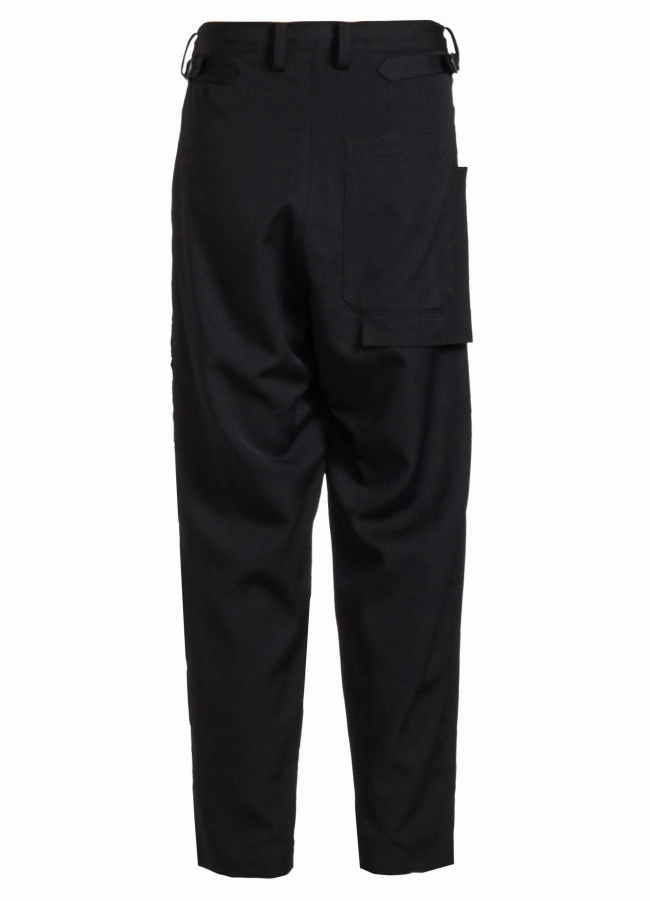 WOOL GABARDINE LEFT SIDE LINED PANTS Bold Waistband