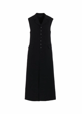 WOOL GABARDINE LONG VEST club Adjustable Waistband