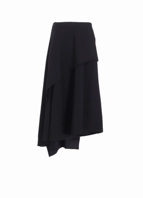 Fall Layer WOOL GABARDINE MIDDLE LENGTH ASYMMETRIC SKIRT
