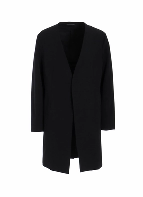 Hand washable WOOL GABARDINE NOCOLLAR JACKET