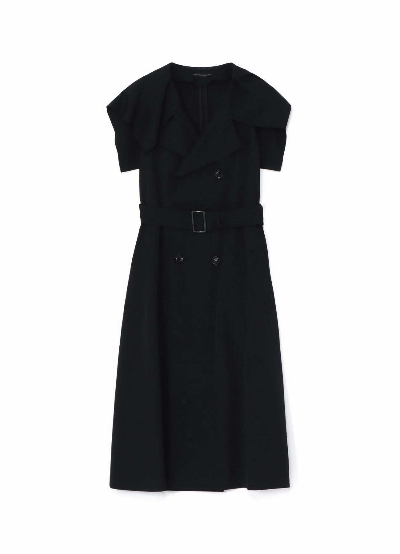 WOOL GABARDINE SAILOR COLLAR COAT Clean Minimal Look Flexible Armholes