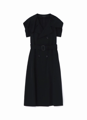 WOOL GABARDINE SAILOR COLLAR COAT Clean Minimal Look Flexible Armholes