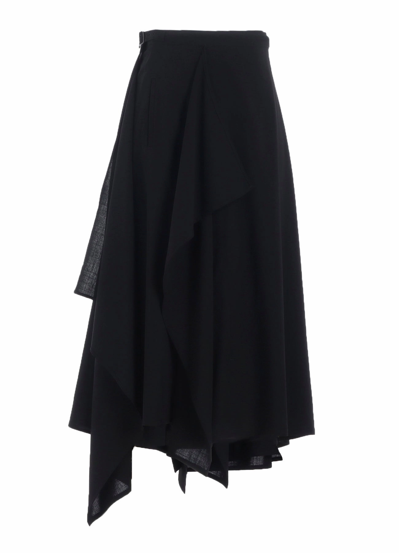WOOL GAUZE WRAP SKIRT Front-Pocket