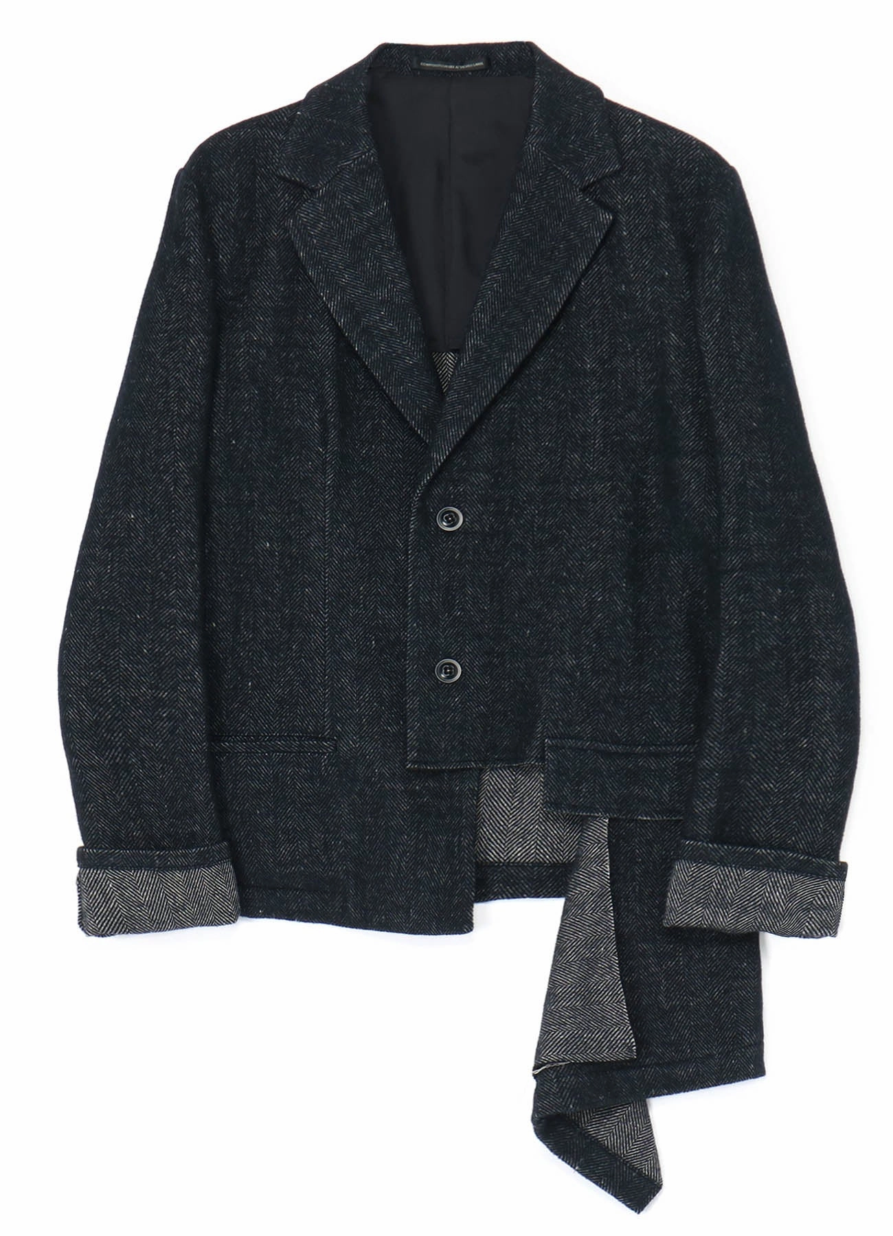 slim fit WOOL/LINEN NEPPY HERRINGBONE LEFT SLIT DETAIL JACKET