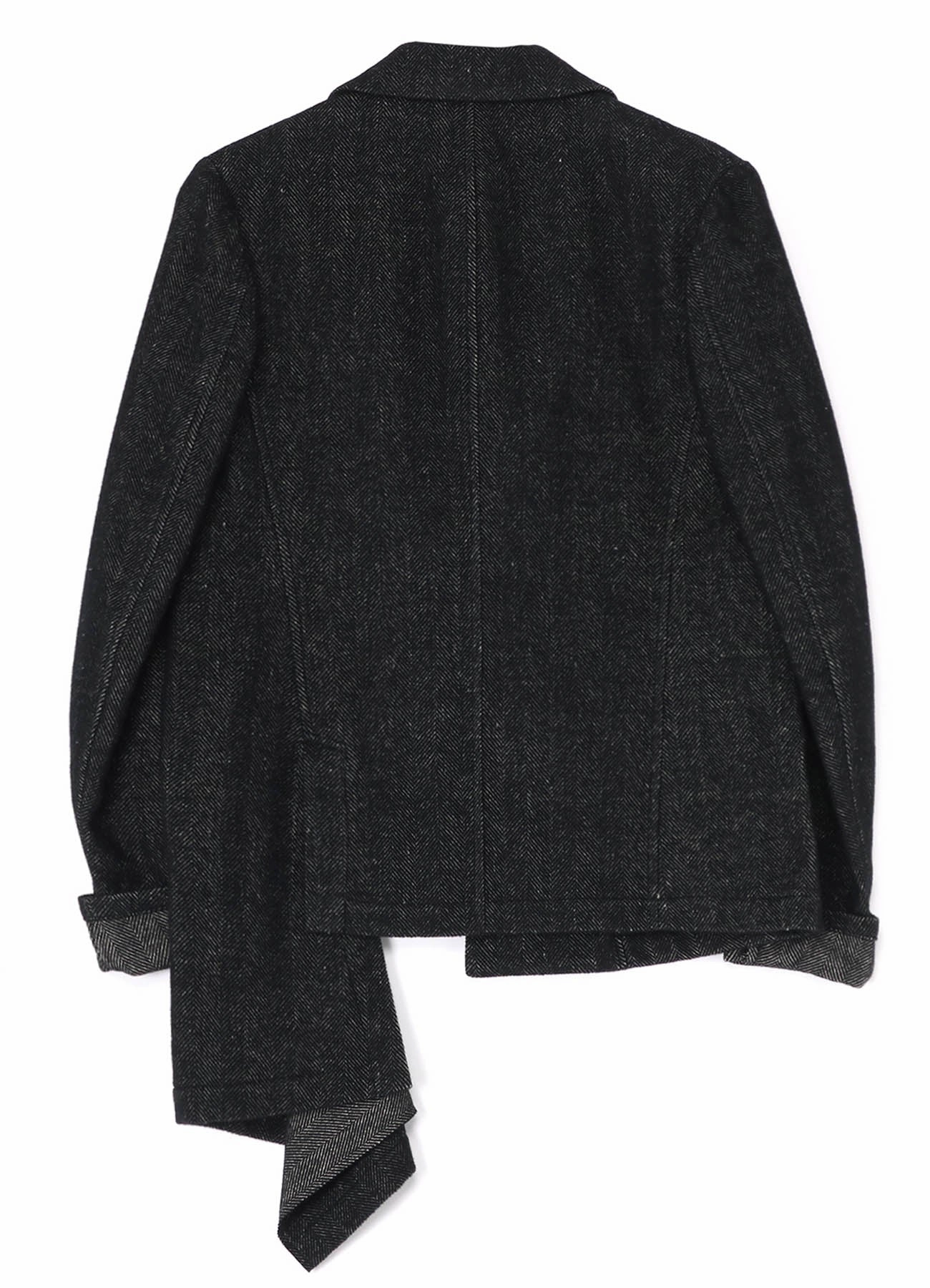 Eco - friendly WOOL/LINEN NEPPY HERRINGBONE LEFT SLIT DETAIL JACKET