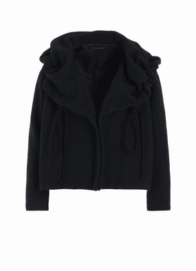 WOOL PLAID PATTERN GATHERED JACKETS autumn season Reinforced Shoulder Panels